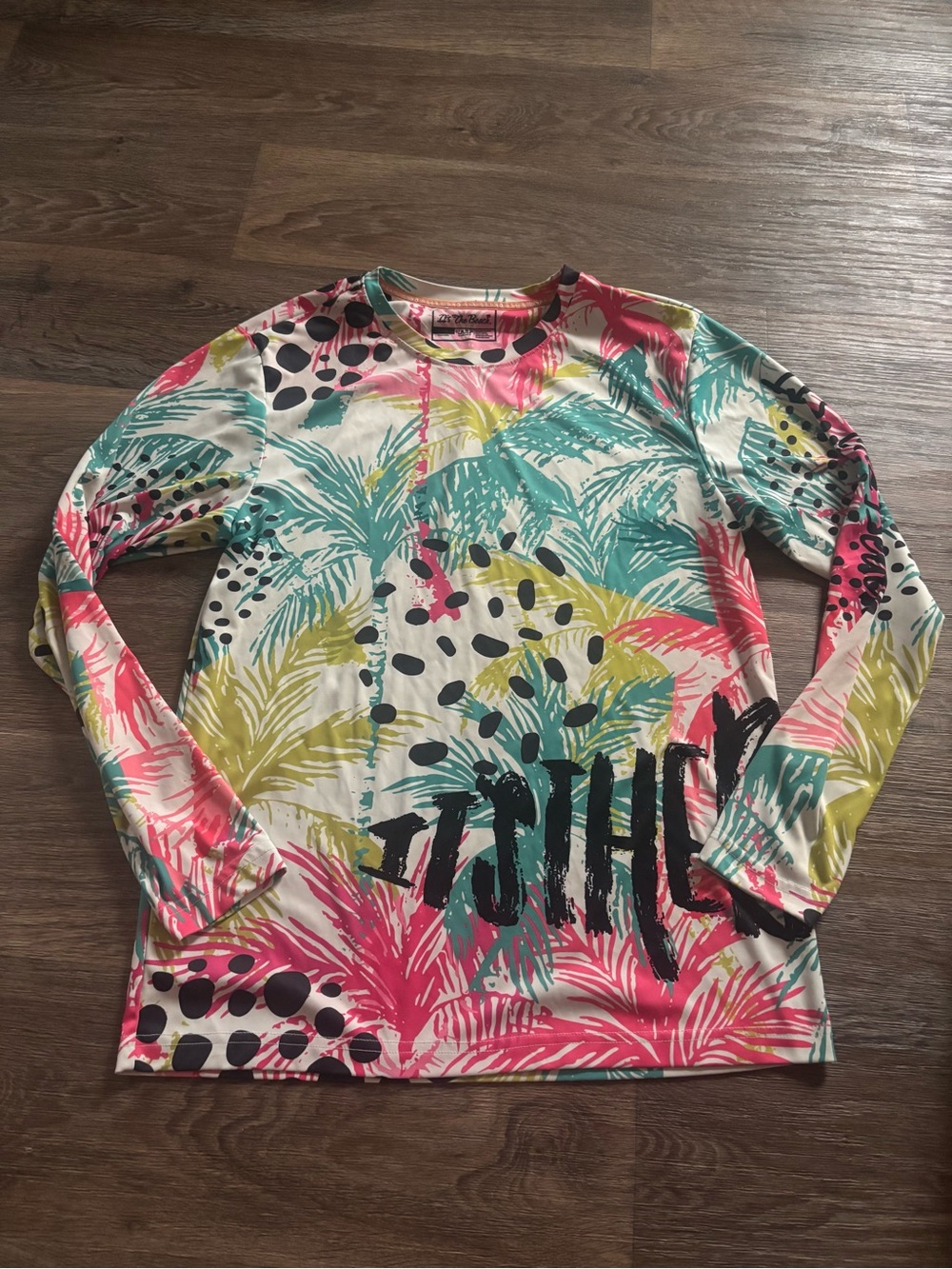 It’s The Beach UPF 50+ Long Sleeve Rash Guard Colorful Swim Top Womens Medium